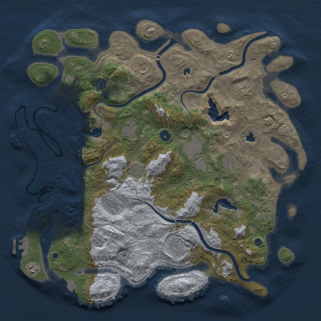 Rust Map: Procedural Map, Size: 4500, Seed: 735528799, 17 Monuments