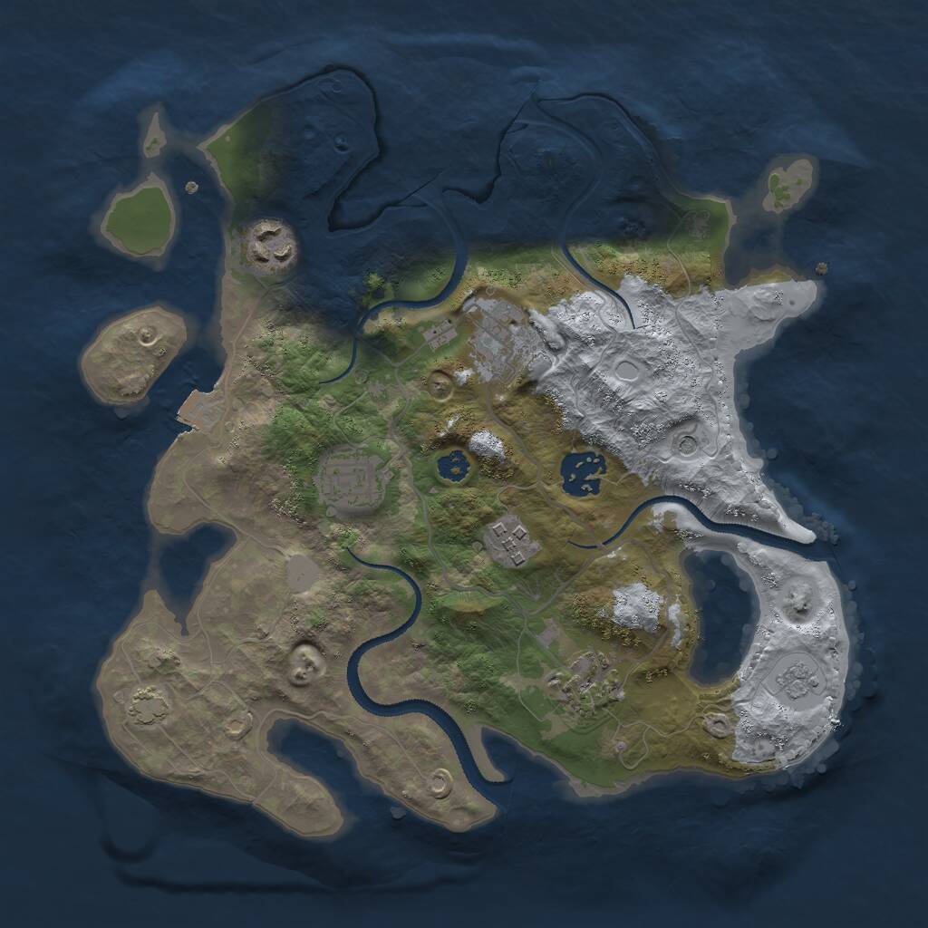 Rust Map: Procedural Map, Size: 3000, Seed: 619881513, 10 Monuments
