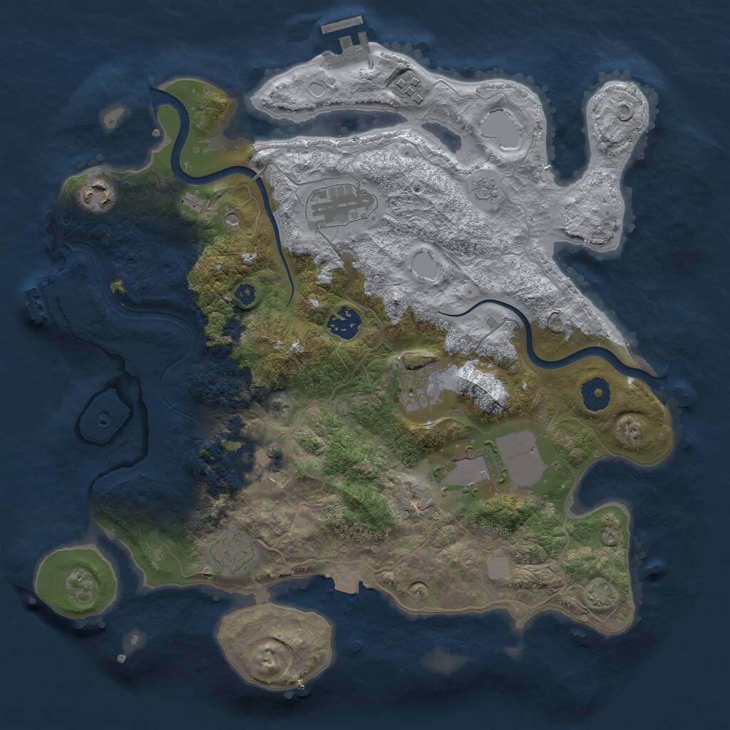 Rust Map: Procedural Map, Size: 3500, Seed: 509822553, 14 Monuments