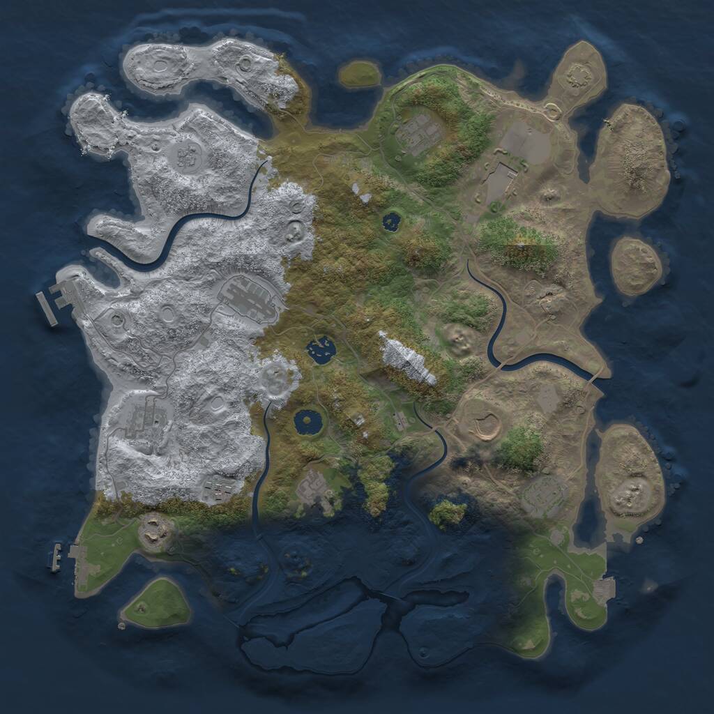 Rust Map: Procedural Map, Size: 3950, Seed: 7325, 16 Monuments