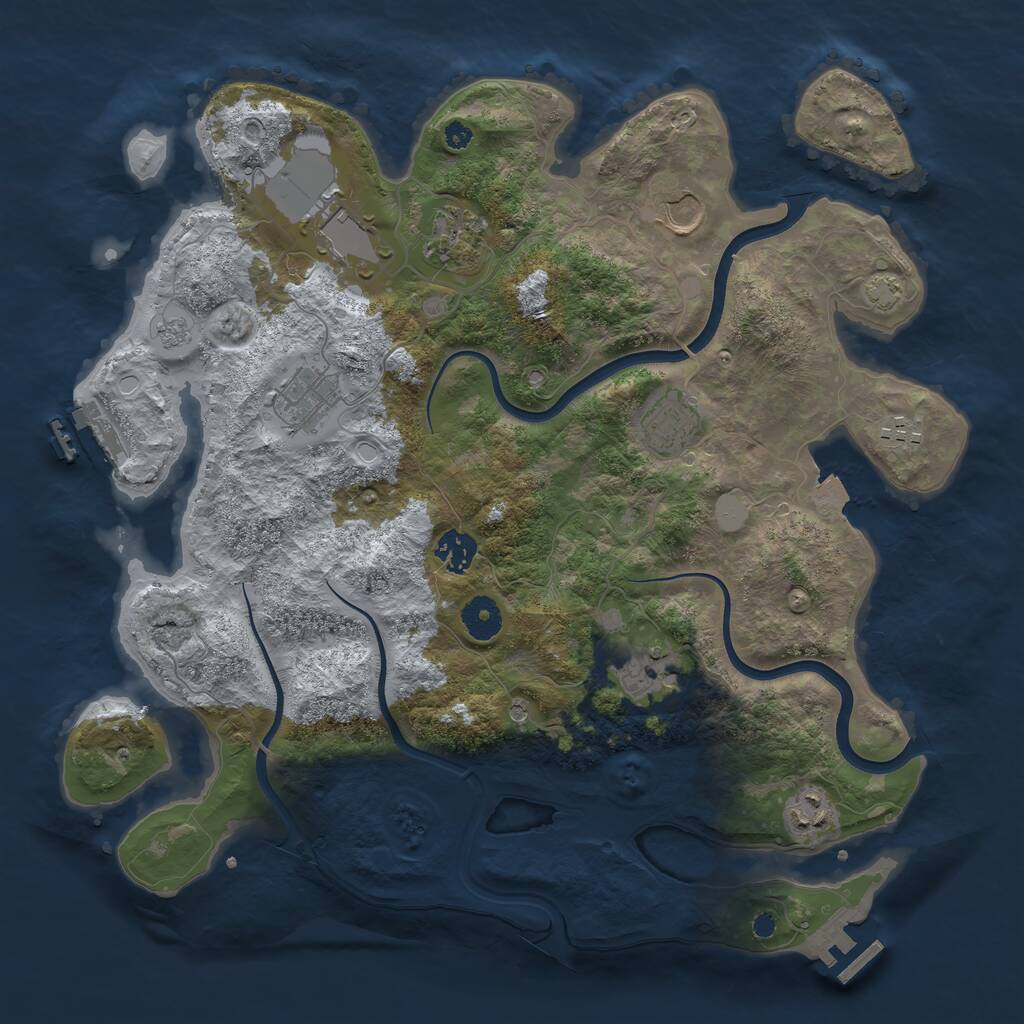 Rust Map: Procedural Map, Size: 3750, Seed: 1326904414, 15 Monuments
