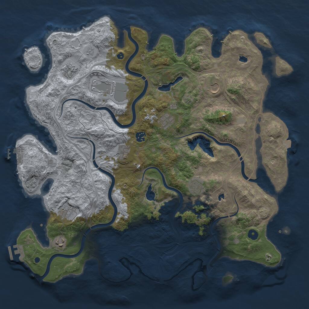 Rust Map: Procedural Map, Size: 4500, Seed: 2078299942, 16 Monuments