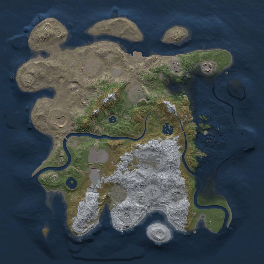 Rust Map: Procedural Map, Size: 3500, Seed: 913576389, 14 Monuments