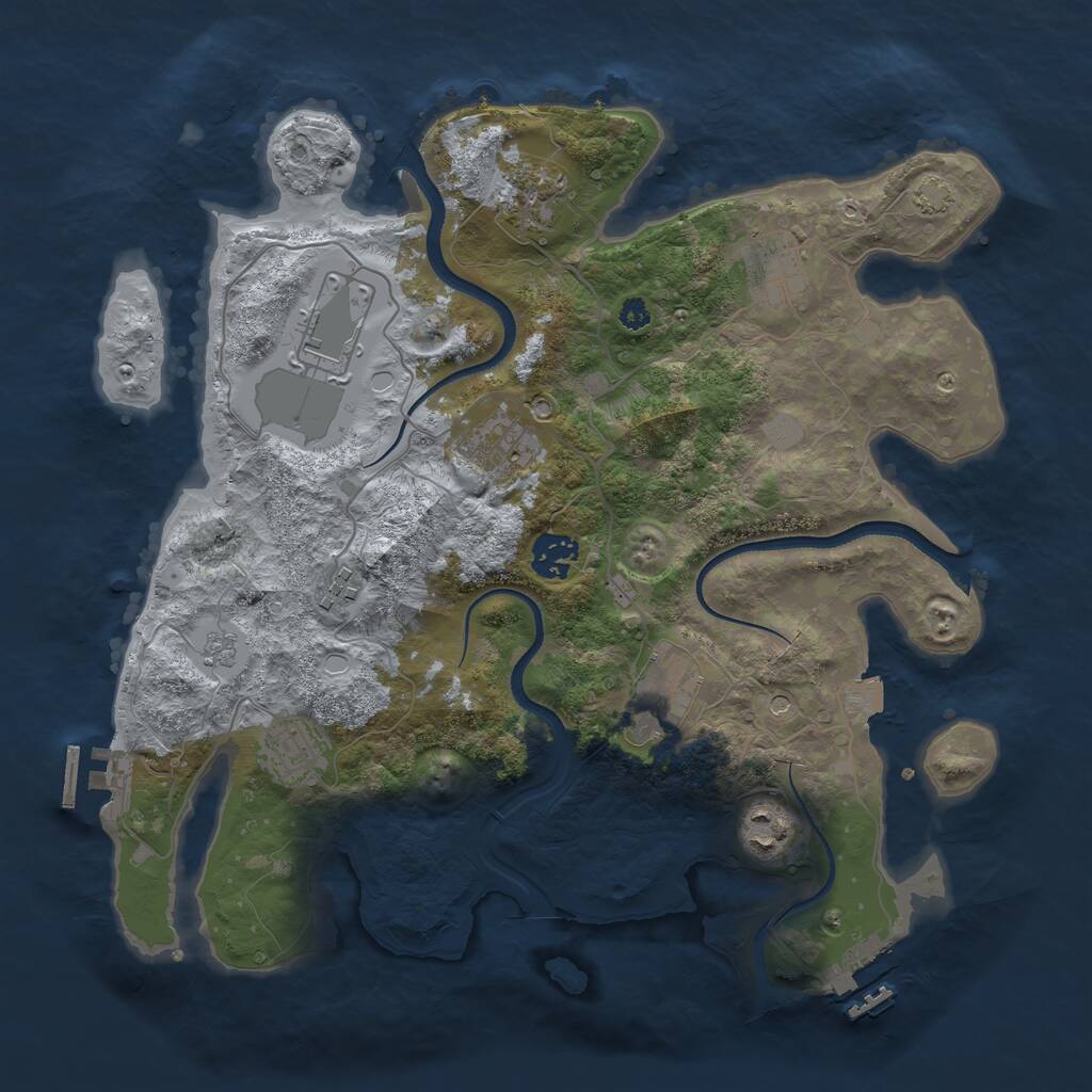 Rust Map: Procedural Map, Size: 3500, Seed: 843584174, 15 Monuments