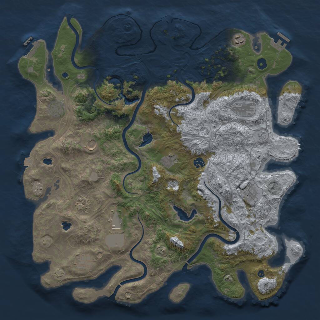 Rust Map: Procedural Map, Size: 4500, Seed: 59355394, 17 Monuments