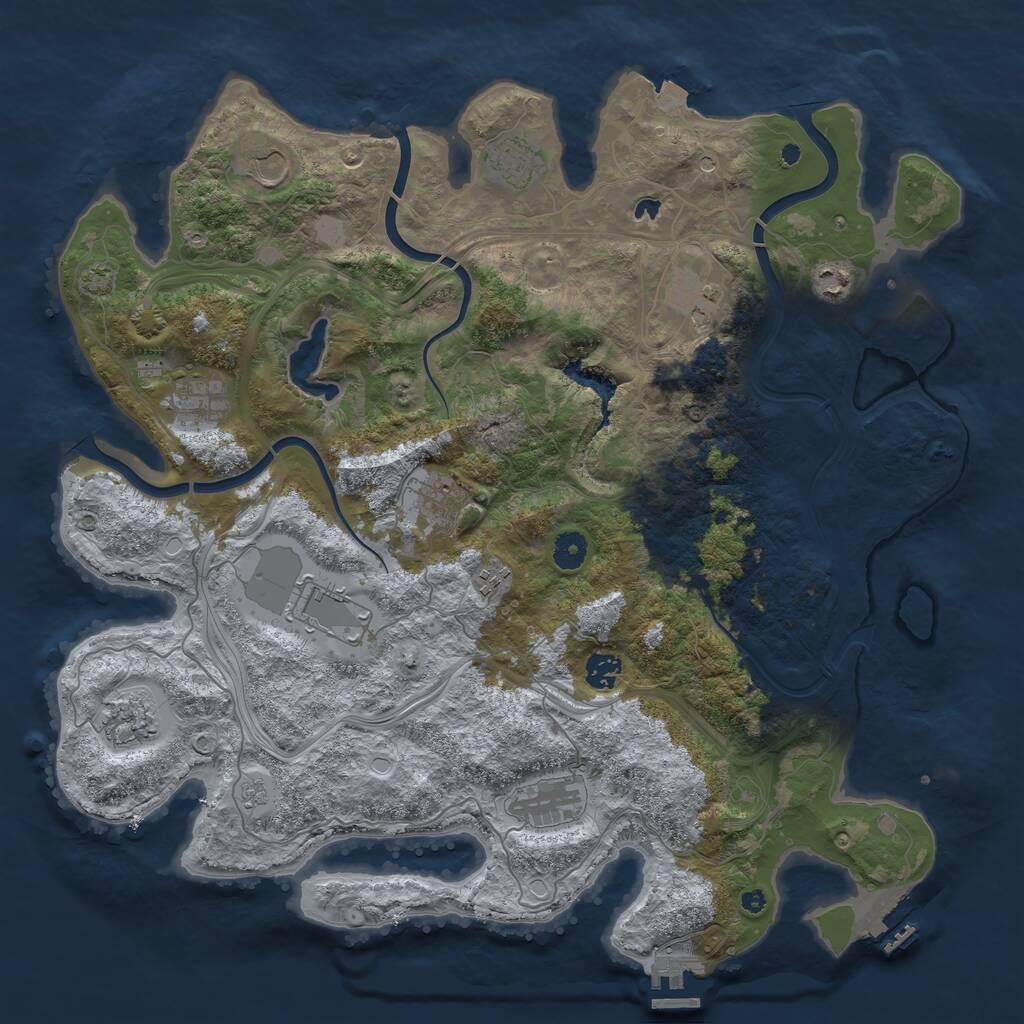 Rust Map: Procedural Map, Size: 4250, Seed: 3586739, 17 Monuments