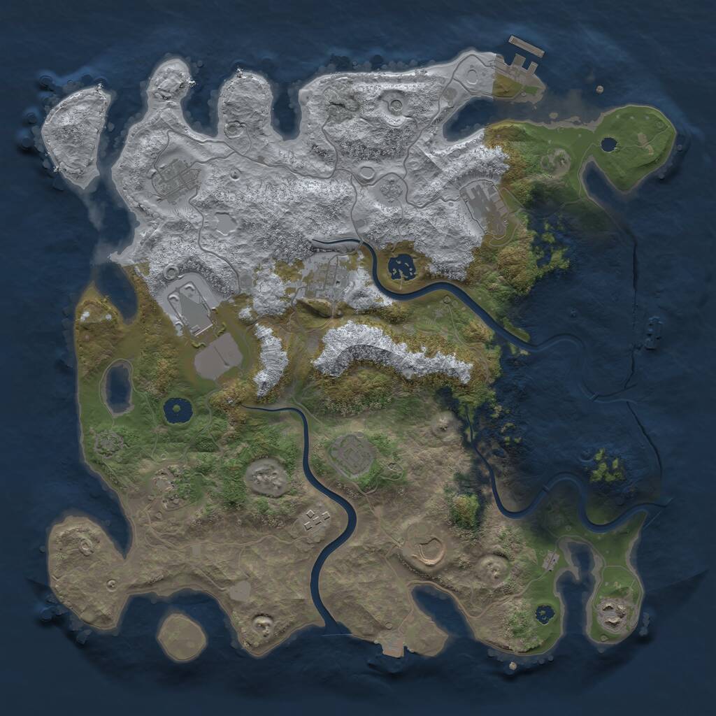 Rust Map: Procedural Map, Size: 3900, Seed: 1913387031, 16 Monuments