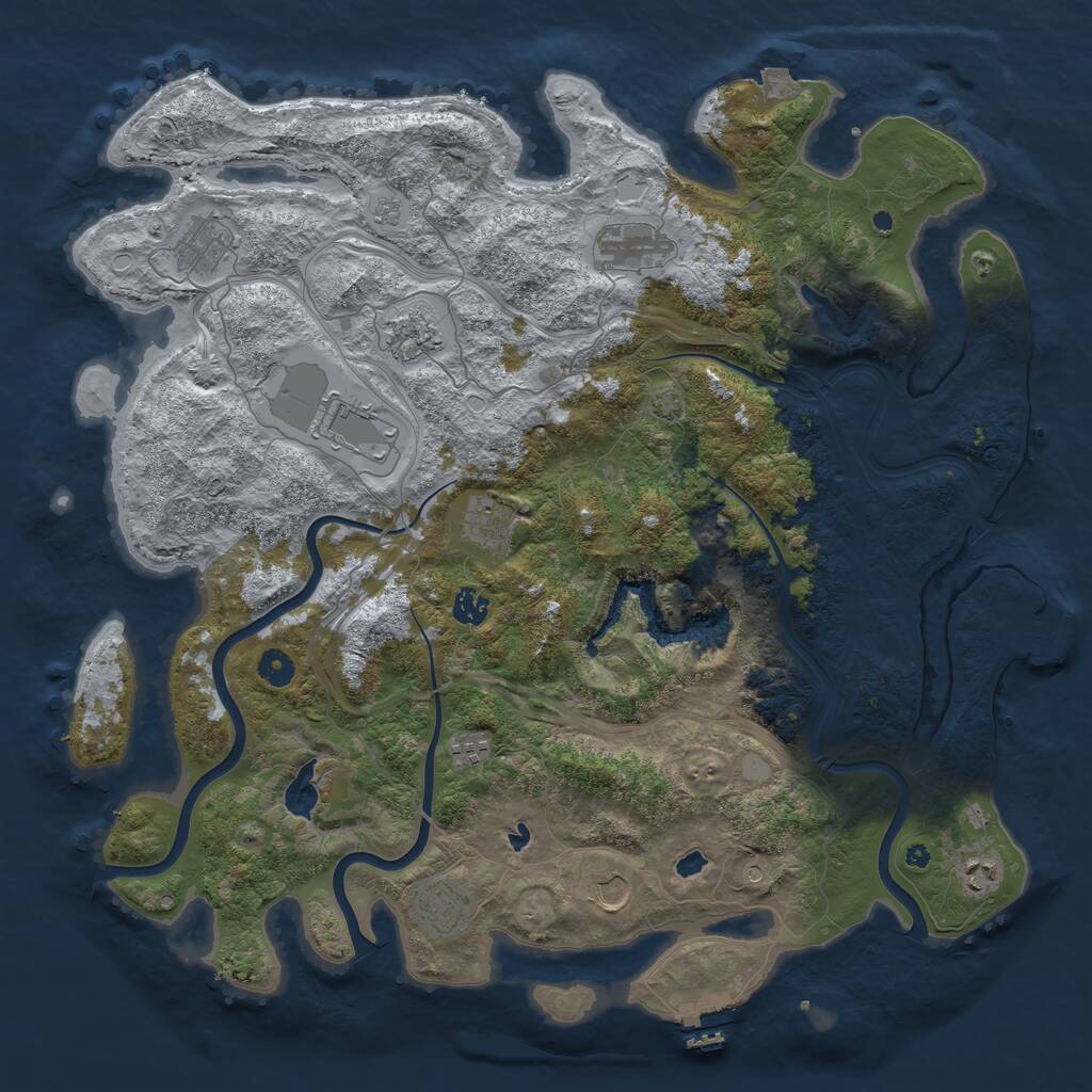 Rust Map: Procedural Map, Size: 4500, Seed: 7376365, 16 Monuments