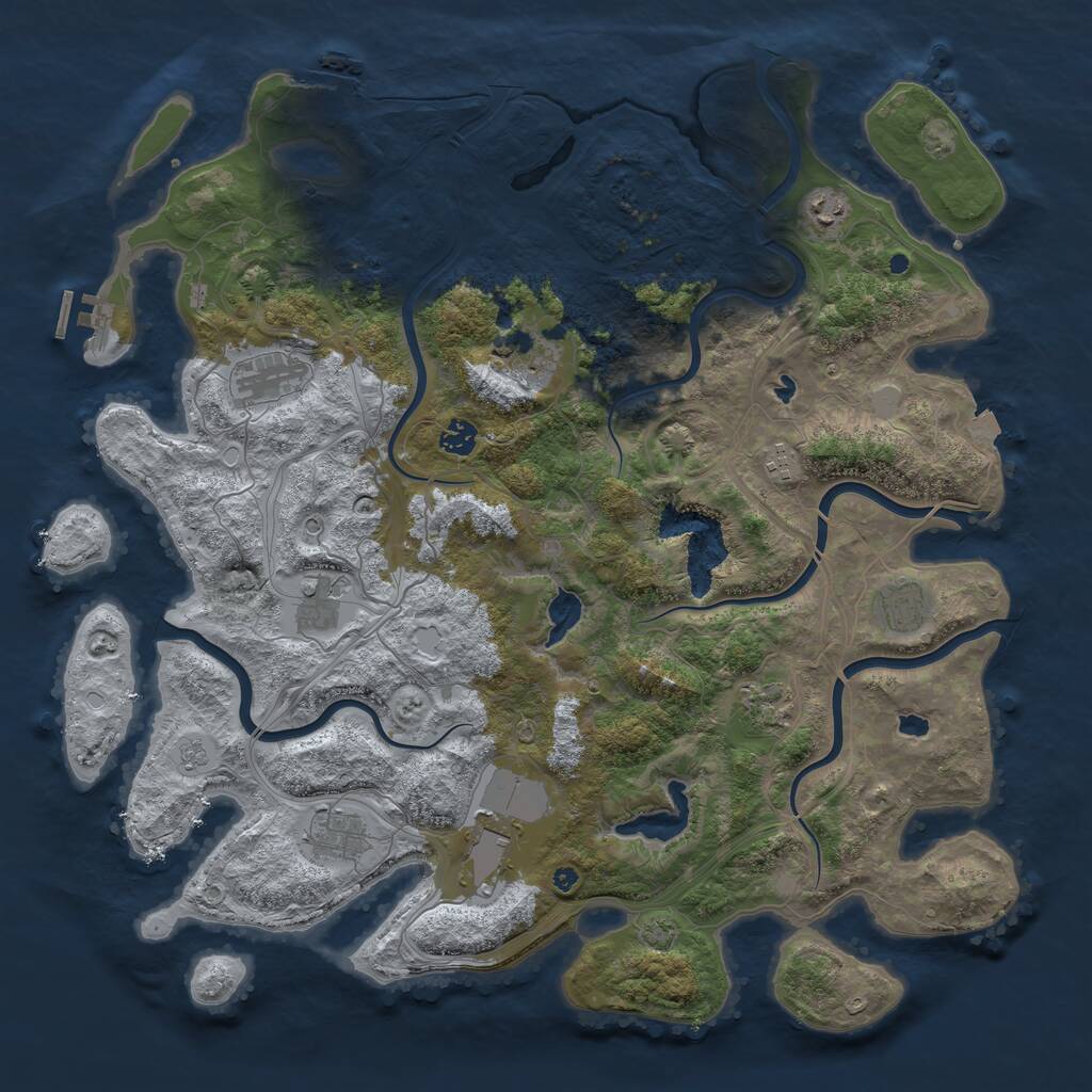 Rust Map: Procedural Map, Size: 4500, Seed: 1065847429, 16 Monuments