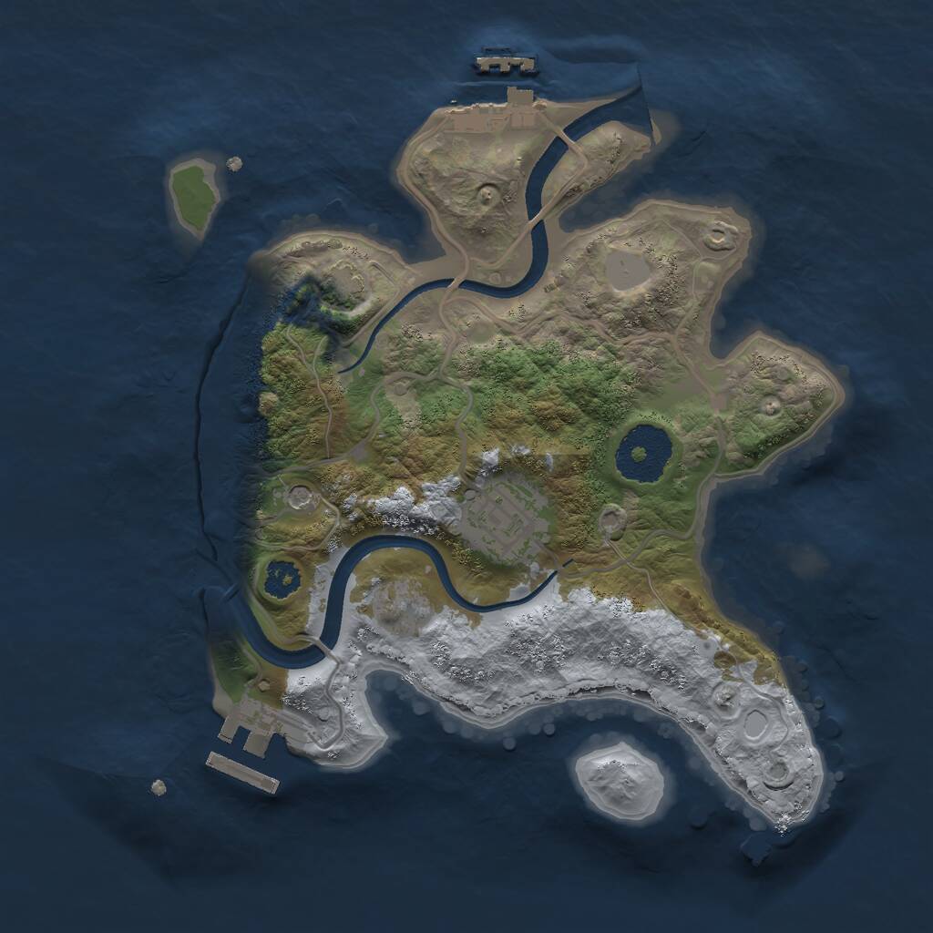 Rust Map: Procedural Map, Size: 2500, Seed: 30725, 6 Monuments