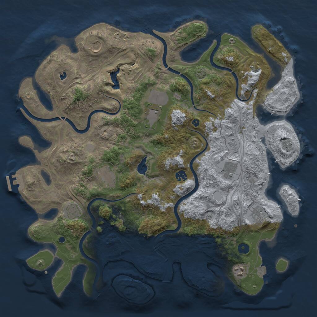Rust Map: Procedural Map, Size: 4250, Seed: 1101257003, 14 Monuments