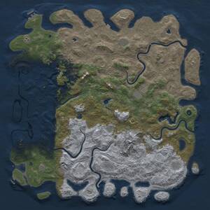 Thumbnail Rust Map: Procedural Map, Size: 6000, Seed: 98833558, 17 Monuments