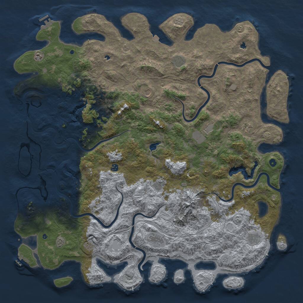 Rust Map: Procedural Map, Size: 6000, Seed: 98833558, 17 Monuments