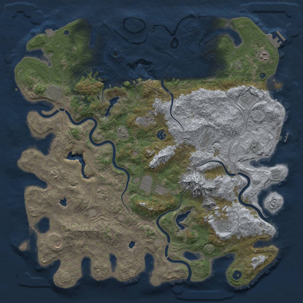 Rust Map: Procedural Map, Size: 5000, Seed: 1653, 17 Monuments