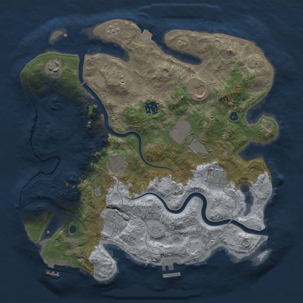Rust Map: Procedural Map, Size: 3500, Seed: 93670987, 14 Monuments