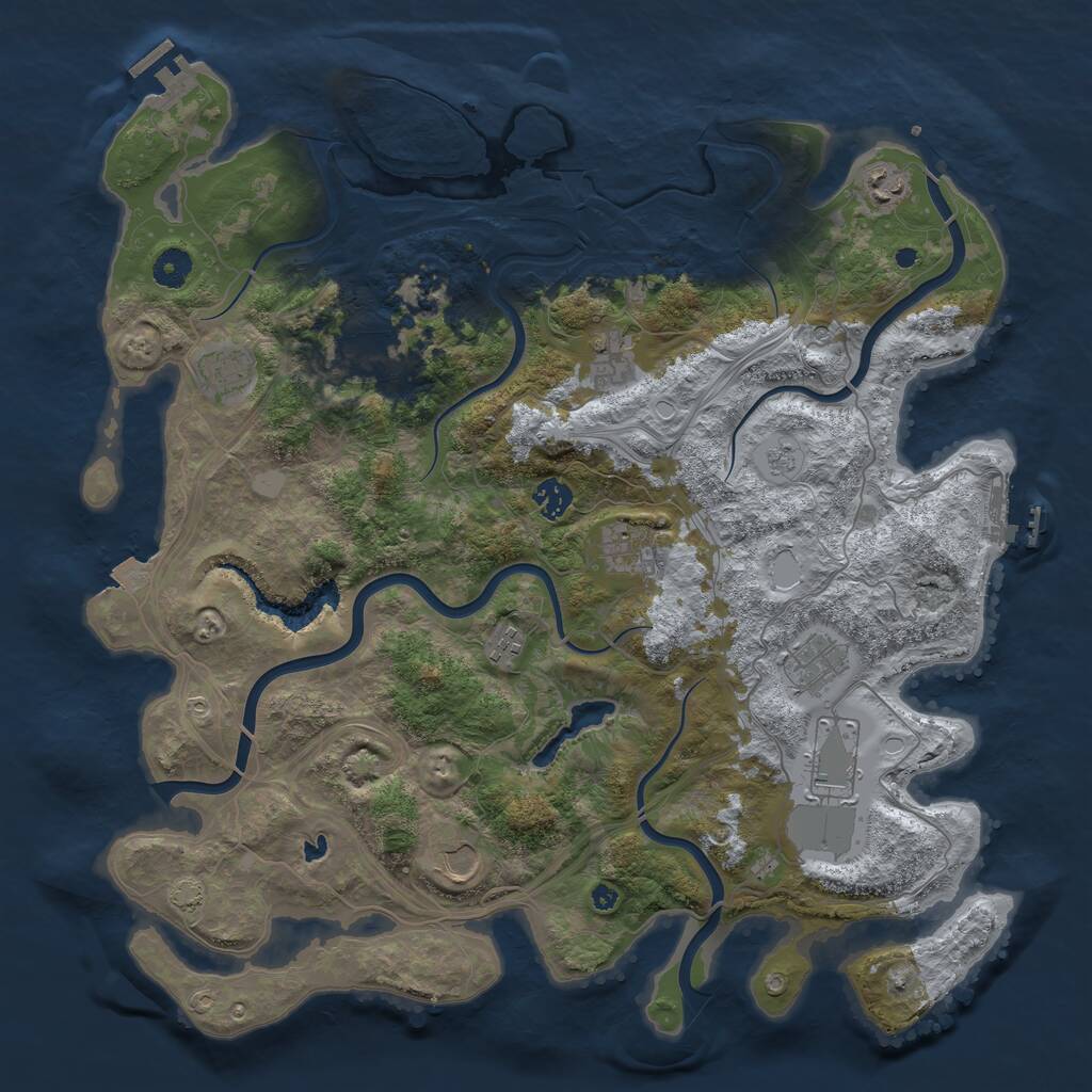 Rust Map: Procedural Map, Size: 4250, Seed: 1164639924, 16 Monuments