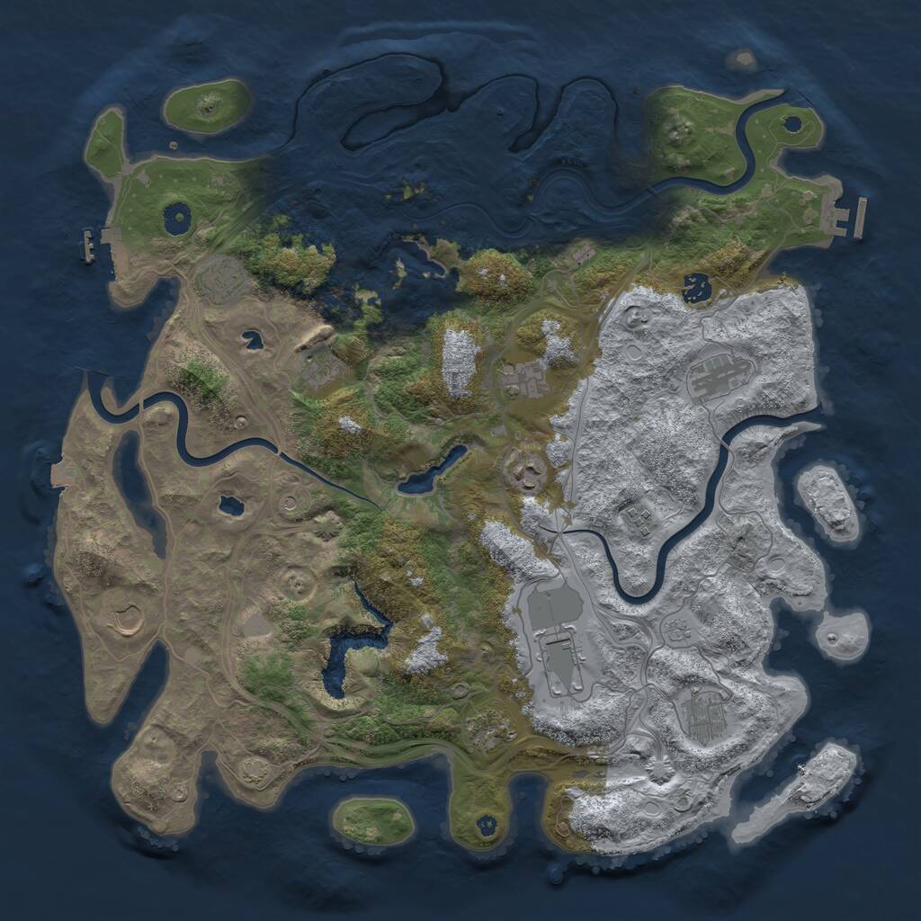 Rust Map: Procedural Map, Size: 4500, Seed: 2124853498, 17 Monuments
