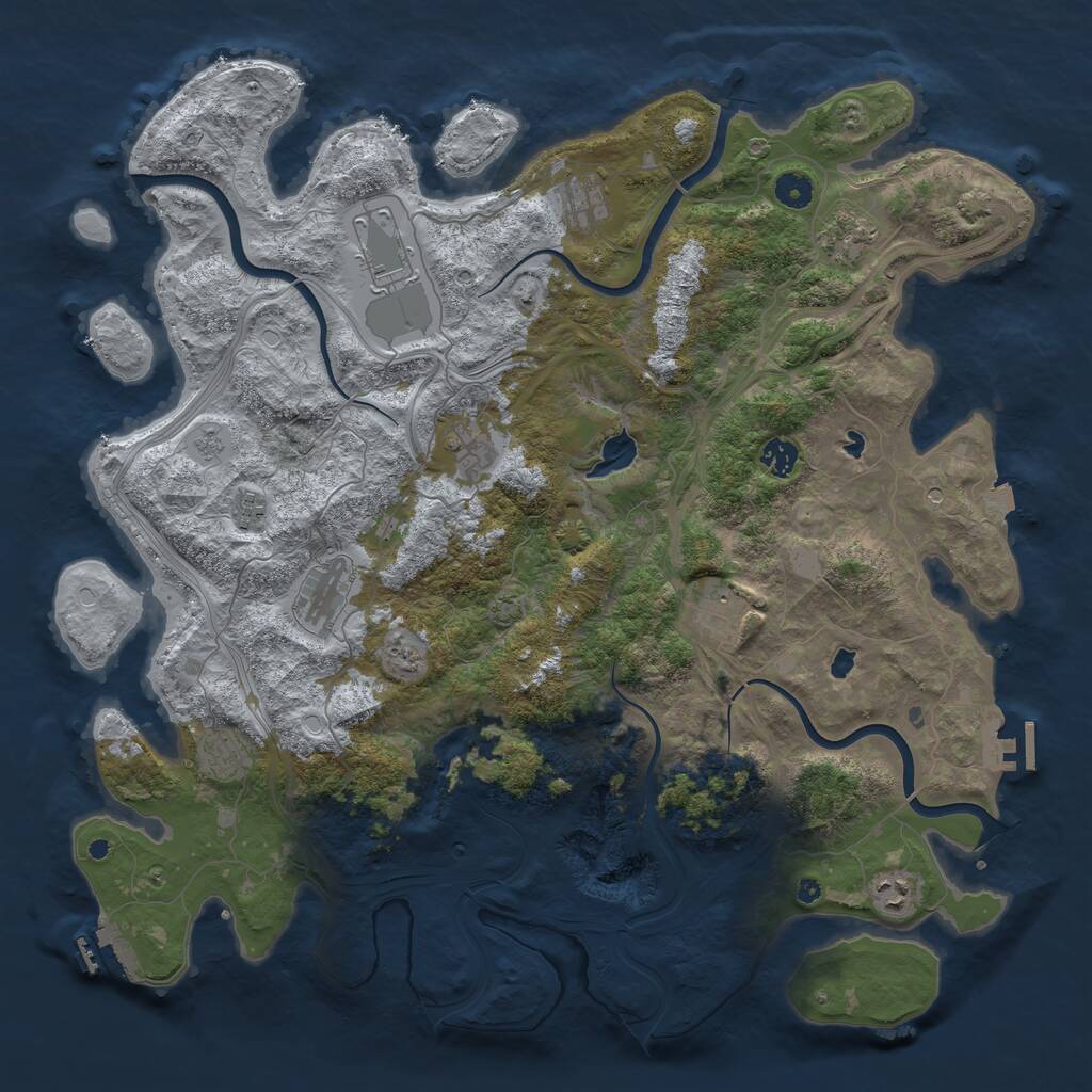 Rust Map: Procedural Map, Size: 4500, Seed: 1540580342, 16 Monuments