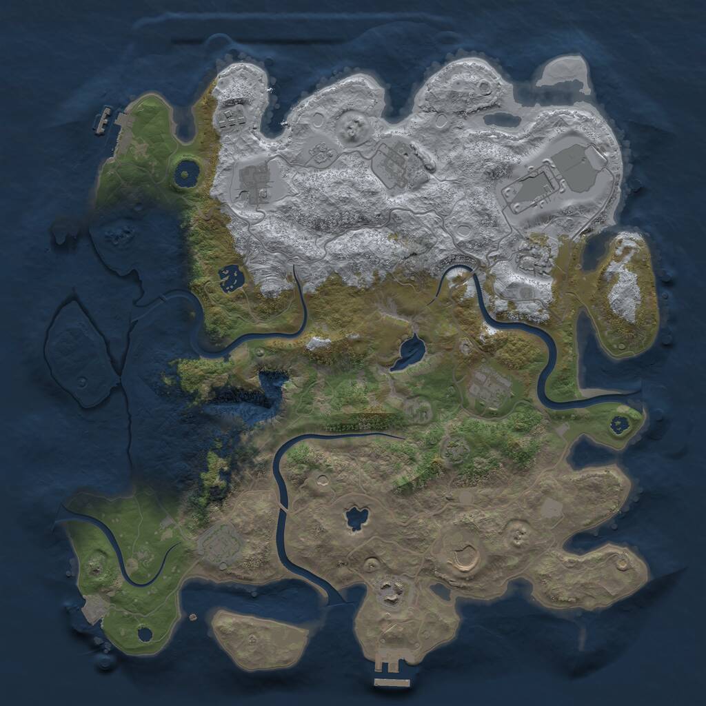 Rust Map: Procedural Map, Size: 4000, Seed: 1662, 16 Monuments