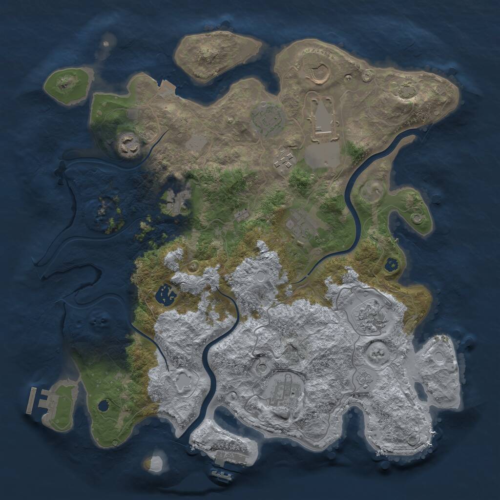 Rust Map: Procedural Map, Size: 3700, Seed: 1160807836, 16 Monuments