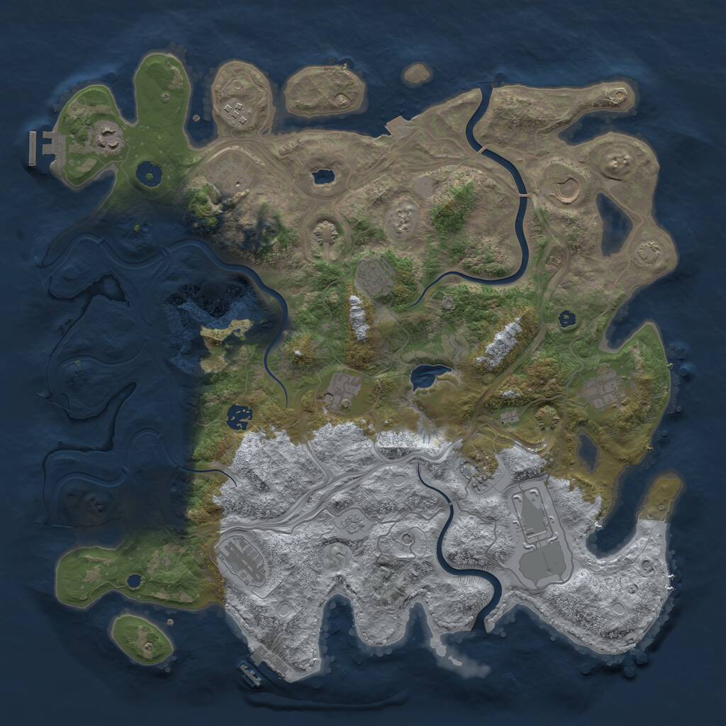 Rust Map: Procedural Map, Size: 4250, Seed: 592722078, 17 Monuments
