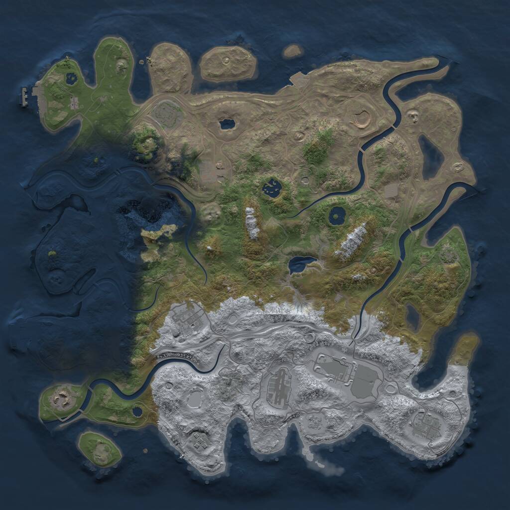 Rust Map: Procedural Map, Size: 4250, Seed: 592722078, 16 Monuments
