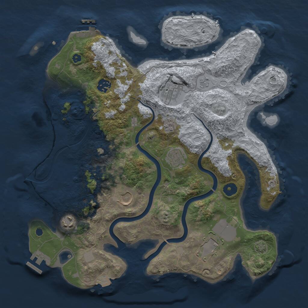Rust Map: Procedural Map, Size: 3500, Seed: 1565129089, 13 Monuments
