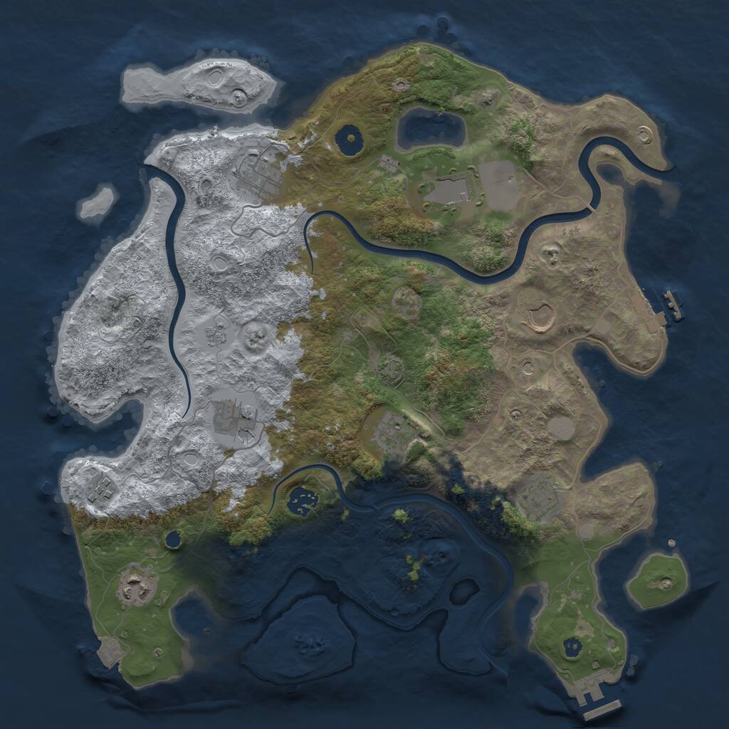 Rust Map: Procedural Map, Size: 3800, Seed: 2059067845, 15 Monuments