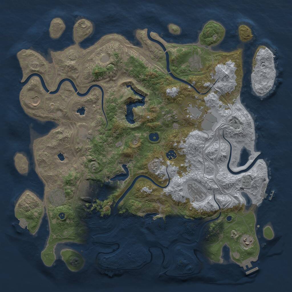 Rust Map: Procedural Map, Size: 4500, Seed: 332649560, 17 Monuments