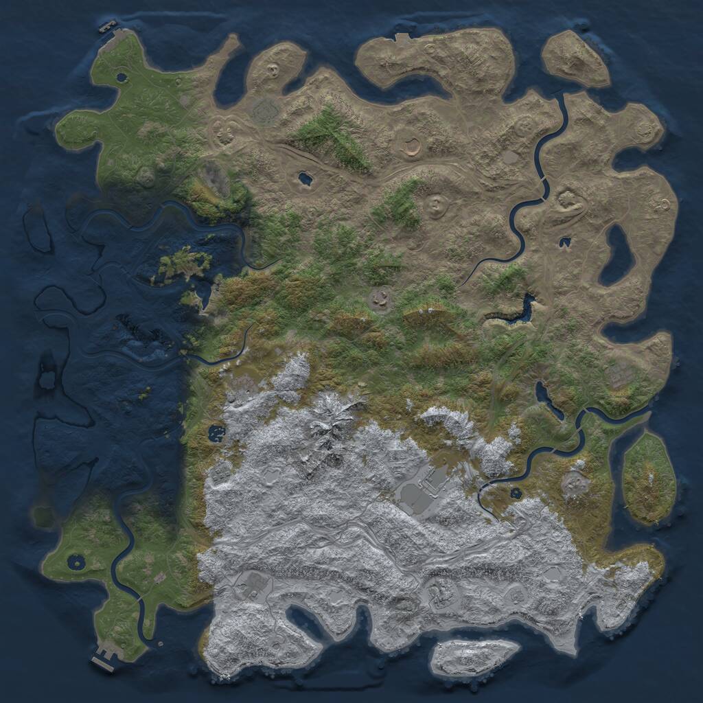 Rust Map: Procedural Map, Size: 6000, Seed: 106530795, 17 Monuments