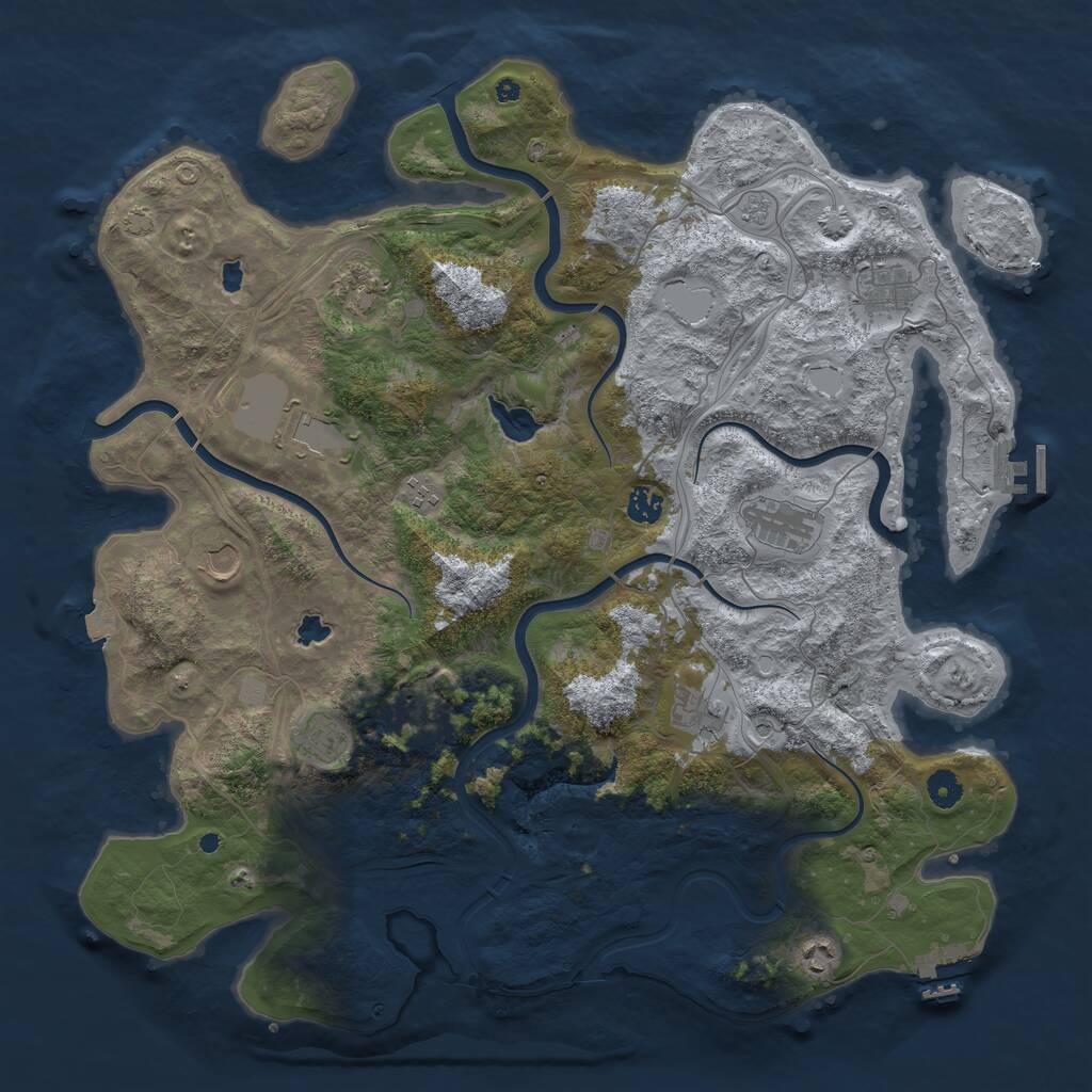 Rust Map: Procedural Map, Size: 4500, Seed: 4845853, 17 Monuments