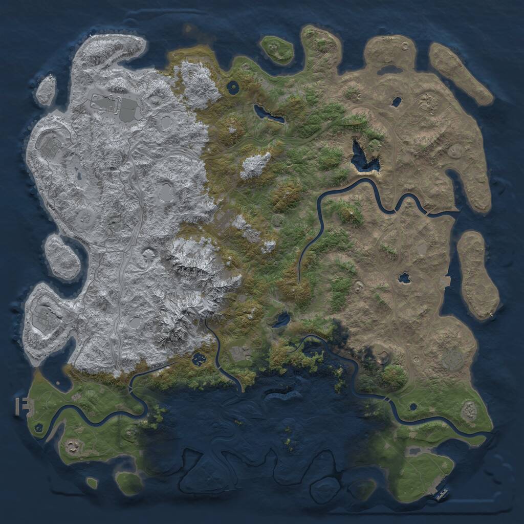 Rust Map: Procedural Map, Size: 6000, Seed: 912364462, 17 Monuments