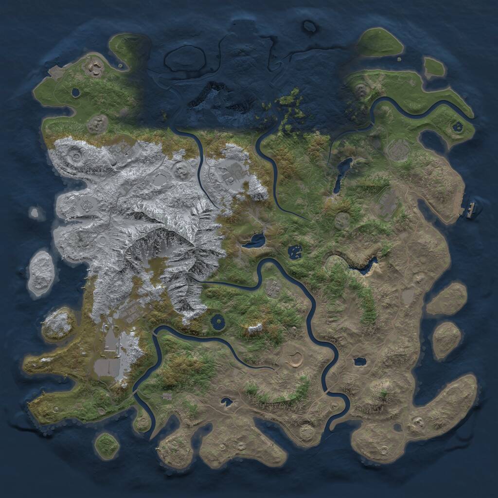 Rust Map: Procedural Map, Size: 5000, Seed: 2600, 16 Monuments