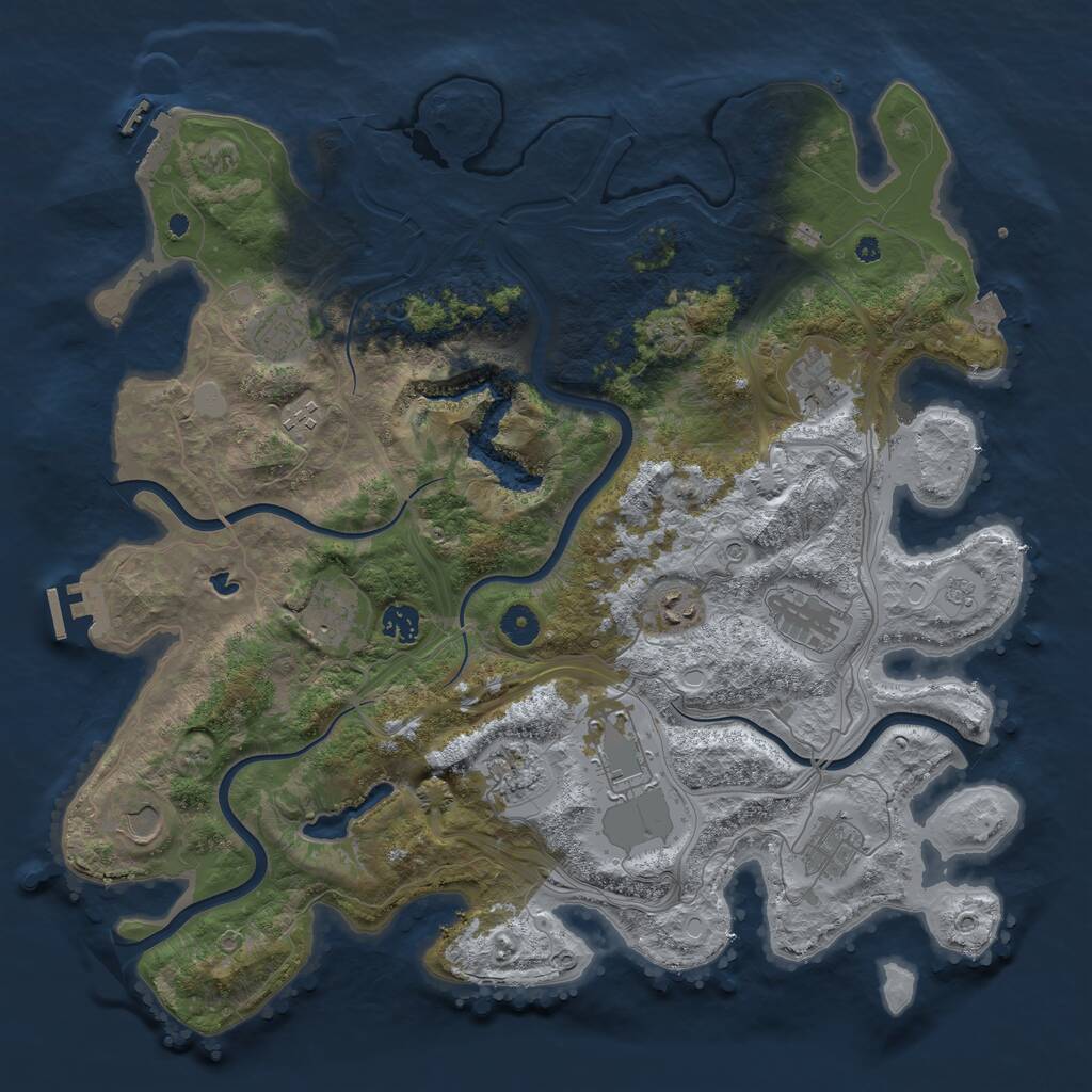 Rust Map: Procedural Map, Size: 4250, Seed: 1123985048, 17 Monuments