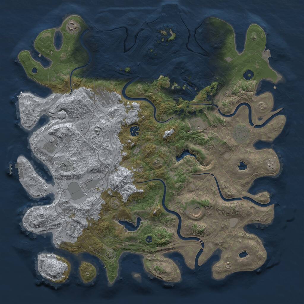 Rust Map: Procedural Map, Size: 4500, Seed: 1212121221, 16 Monuments