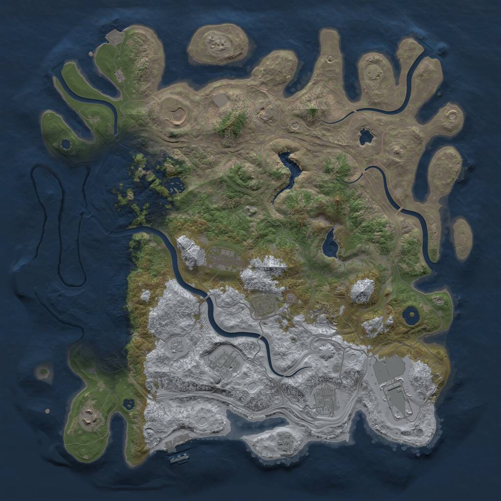 Rust Map: Procedural Map, Size: 4250, Seed: 648947266, 16 Monuments