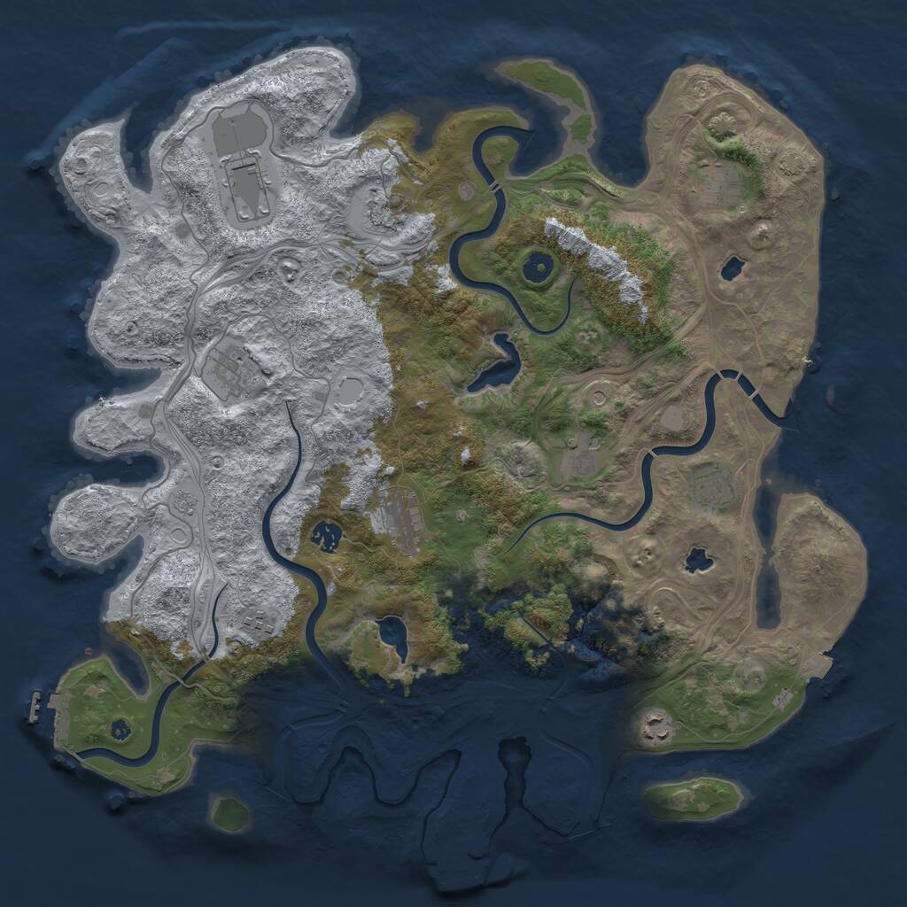Rust Map: Procedural Map, Size: 4500, Seed: 1861020554, 16 Monuments