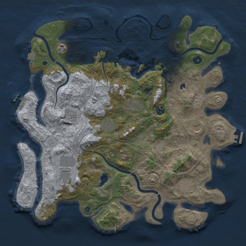 Rust Map: Procedural Map, Size: 4250, Seed: 1578324231, 16 Monuments
