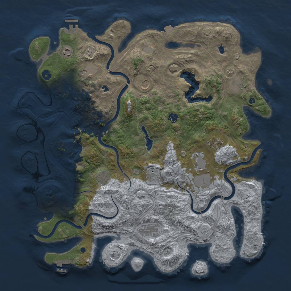 Rust Map: Procedural Map, Size: 4500, Seed: 101738588, 17 Monuments