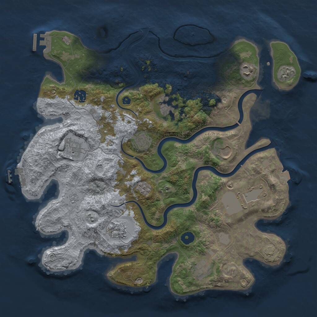 Rust Map: Procedural Map, Size: 3750, Seed: 1271950030, 16 Monuments