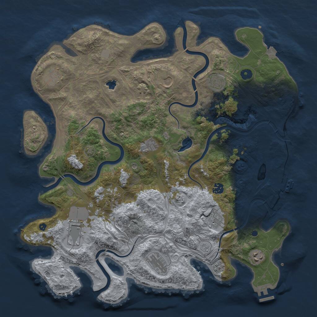 Rust Map: Procedural Map, Size: 4250, Seed: 13604800, 17 Monuments