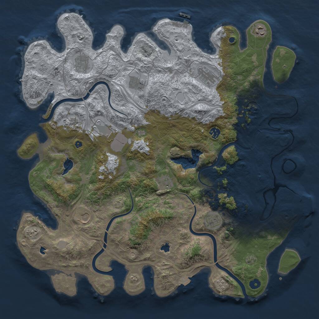 Rust Map: Procedural Map, Size: 4500, Seed: 712893419, 17 Monuments