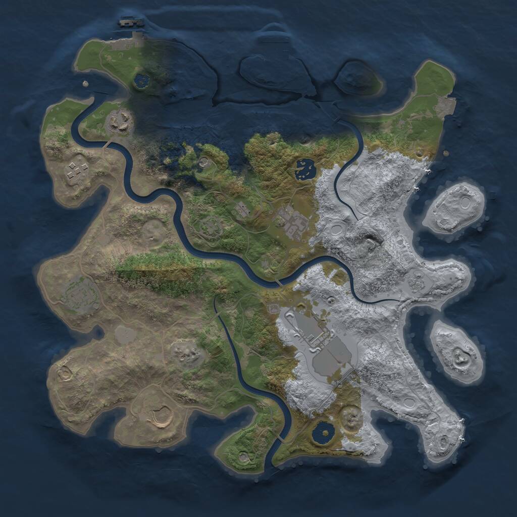 Rust Map: Procedural Map, Size: 3500, Seed: 1704244748, 13 Monuments