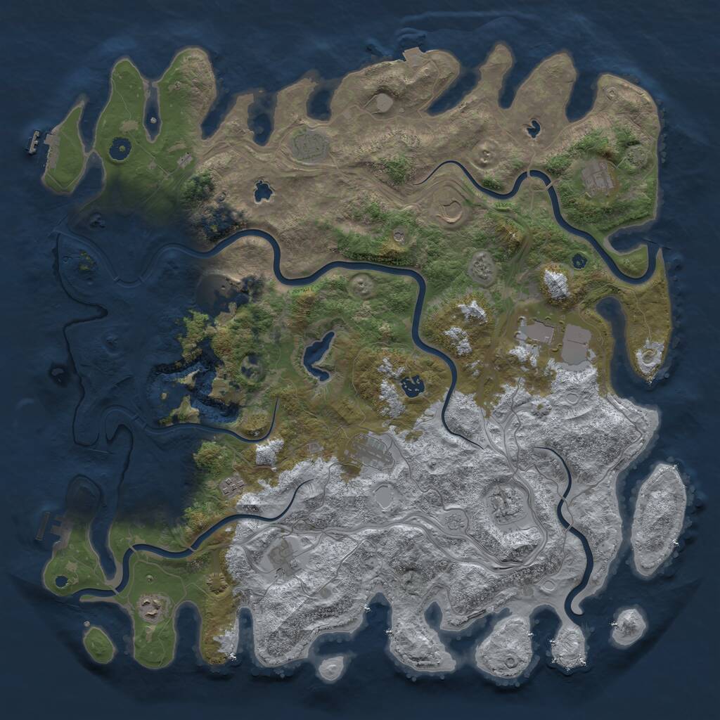 Rust Map: Procedural Map, Size: 4875, Seed: 65500, 17 Monuments