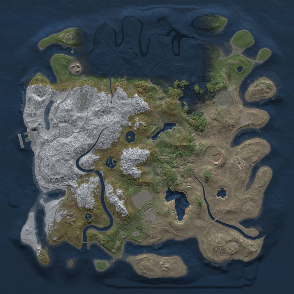 Rust Map: Procedural Map, Size: 4000, Seed: 524810279, 13 Monuments