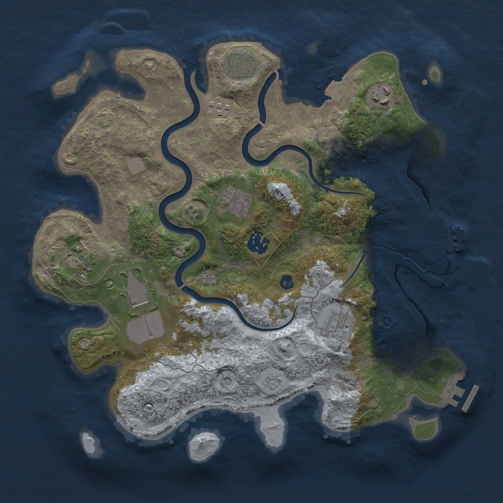 Rust Map: Procedural Map, Size: 3500, Seed: 135521614, 14 Monuments
