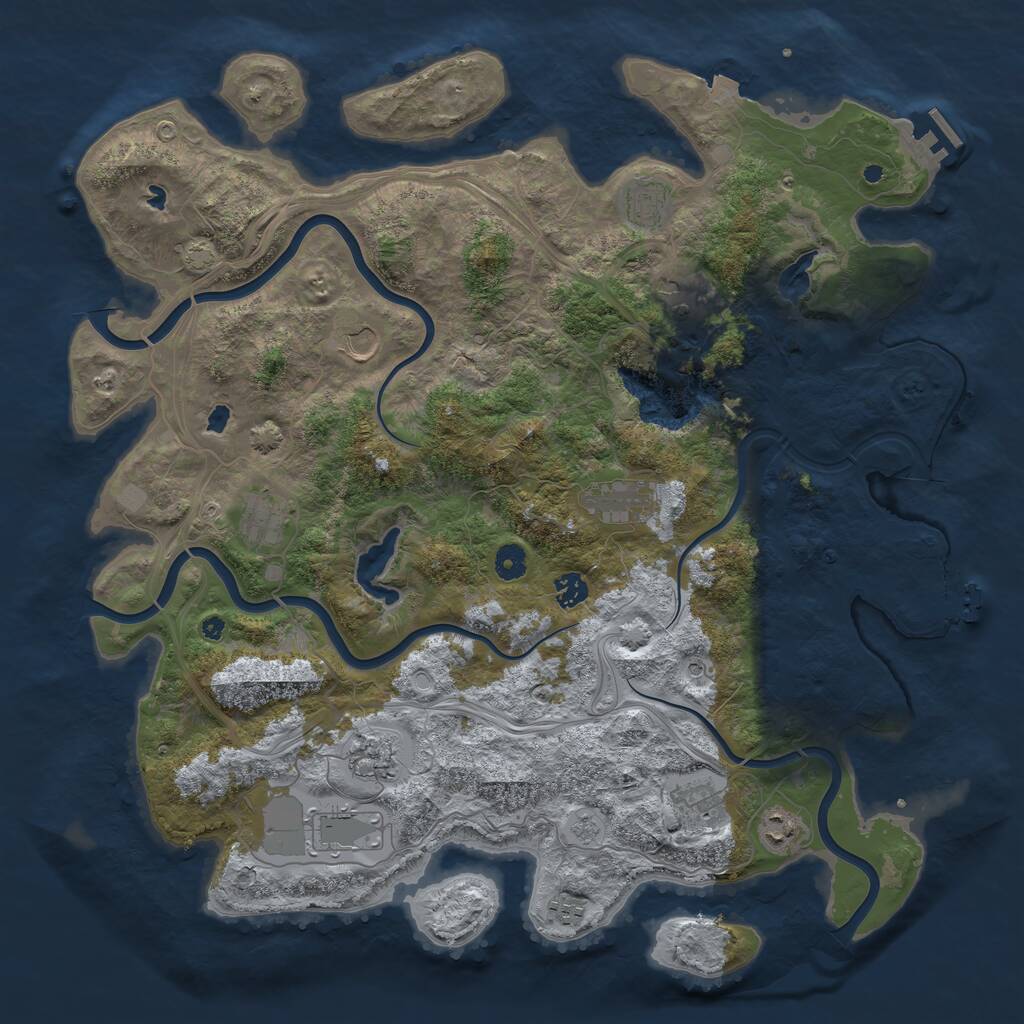 Rust Map: Procedural Map, Size: 4500, Seed: 620970681, 17 Monuments