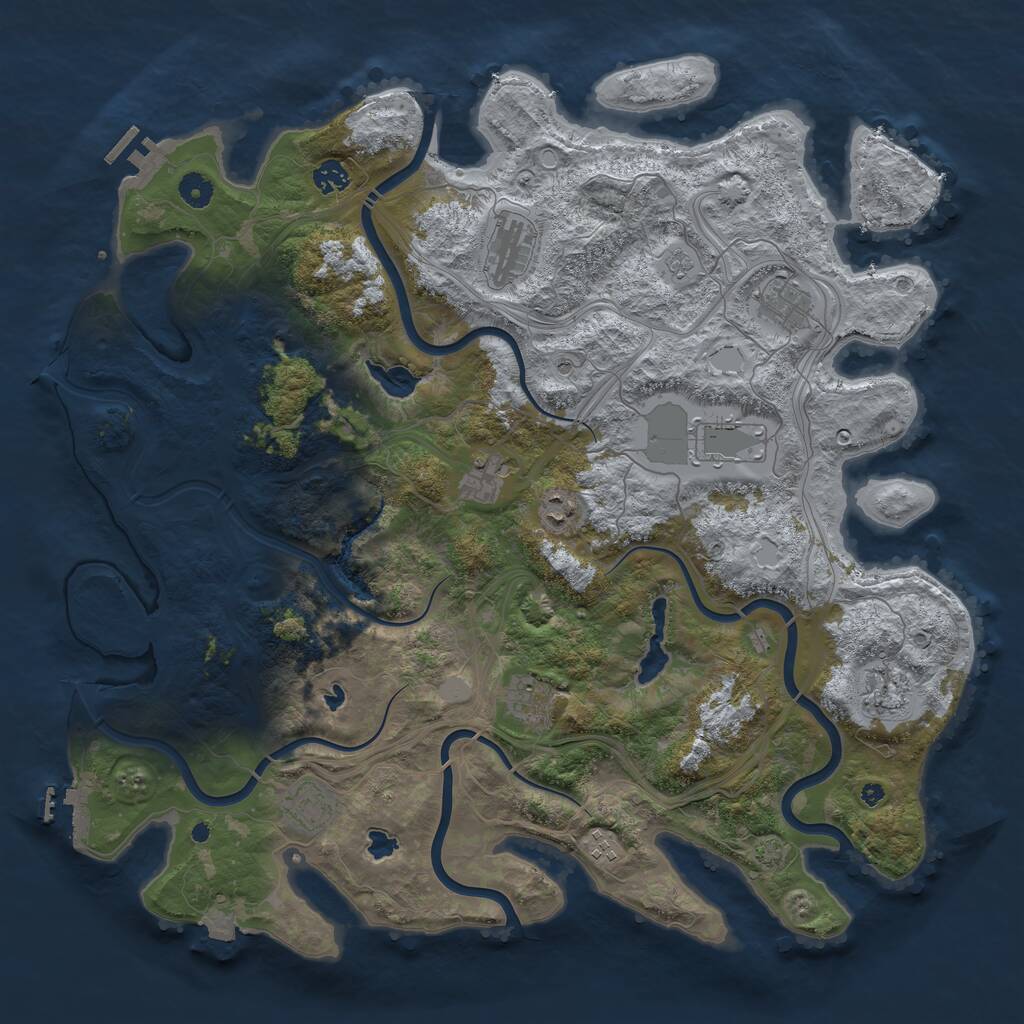 Rust Map: Procedural Map, Size: 4500, Seed: 1209906808, 16 Monuments