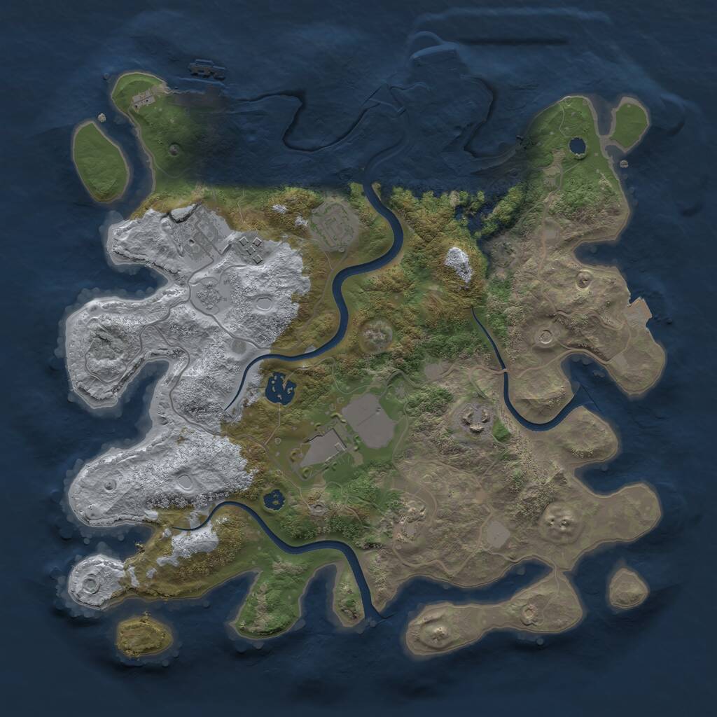 Rust Map: Procedural Map, Size: 3500, Seed: 752813, 13 Monuments
