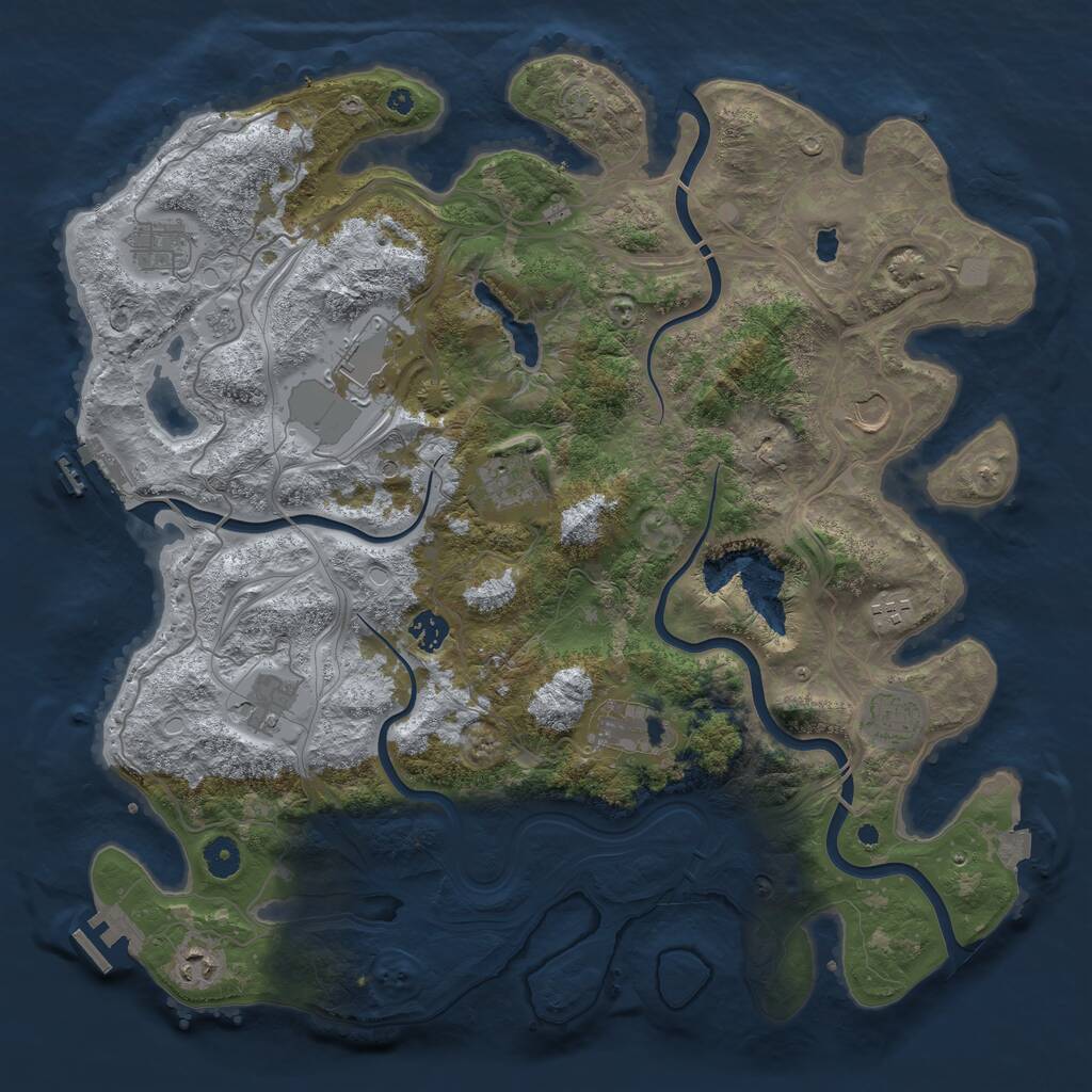 Rust Map: Procedural Map, Size: 4250, Seed: 991541580, 16 Monuments